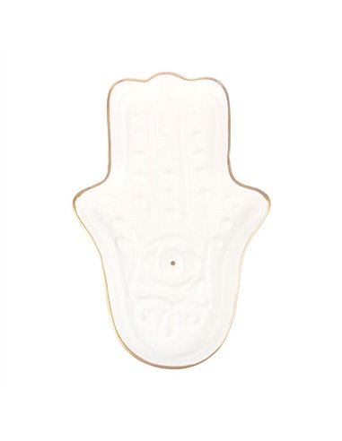White Hamsa Hand Incense Stick Holder IH_85124