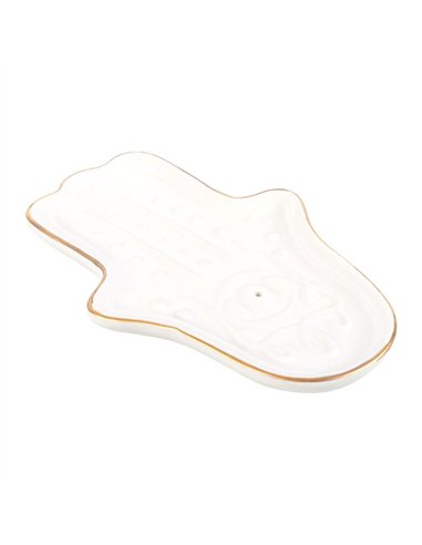 White Hamsa Hand Incense Stick Holder IH_85124