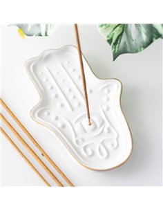 White Hamsa Hand Incense Stick Holder IH_85124 2