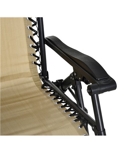 Outsunny Garden Rocking Chair Folding Recliner Outdoor Adjustable Sun Lounger Rocker Zero-Gravity Seat with Headrest Side Holder
