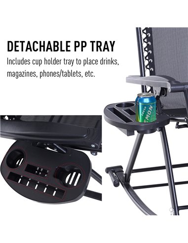 Outsunny Garden Rocking Chair, Folding Recliner, Adjustable Sun Lounger, Black