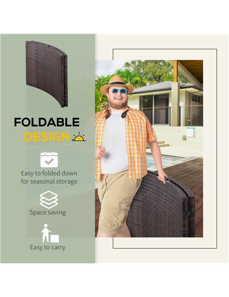 Outsunny Rattan Garden Furniture Folding Sun Lounger Outdoor Chair Wicker Weave Bed with Cushion and Pillow Brown - pic 13912 | FastDaddyshop