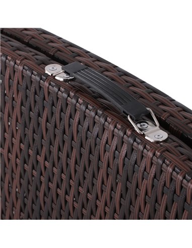Outsunny Rattan Garden Furniture Folding Sun Lounger Outdoor Chair Wicker Weave Bed with Cushion and Pillow Brown