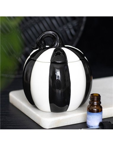Black and White Striped Pumpkin Oil Burner BJ_21626