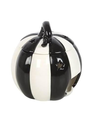 Black and White Striped Pumpkin Oil Burner BJ_21626