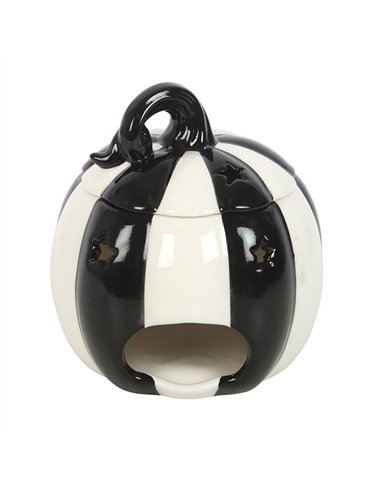 Black and White Striped Pumpkin Oil Burner BJ_21626