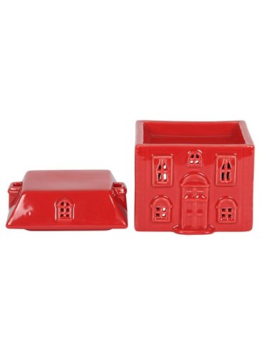 Red Ceramic House Oil Burner CR_01520