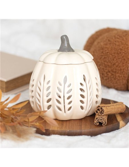 Cream Leaf Cut Out Pumpkin Oil Burner and Wax Warmer DY_22326 - pic 139283 | FastDaddyshop