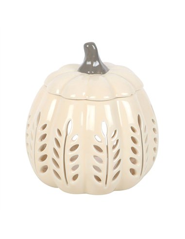 Cream Leaf Cut Out Pumpkin Oil Burner and Wax Warmer DY_22326