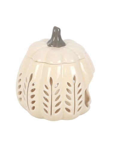 Cream Leaf Cut Out Pumpkin Oil Burner and Wax Warmer DY_22326