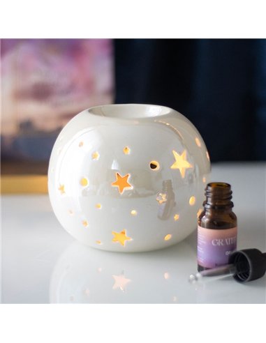 White Iridescent Star Oil Burner and Wax Warmer ER_45925
