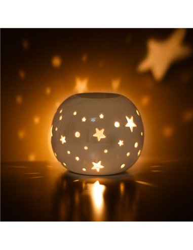 White Iridescent Star Oil Burner and Wax Warmer ER_45925