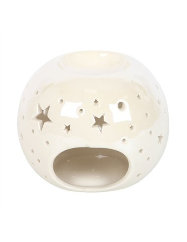 White Iridescent Star Oil Burner and Wax Warmer ER_45925