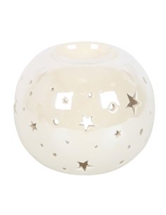 White Iridescent Star Oil Burner and Wax Warmer ER_45925