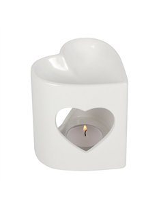 10cm White Heart Cutout Oil Burner FR_0115