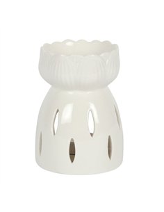 White Gloss Lotus Flower Oil Burner OB_03327
