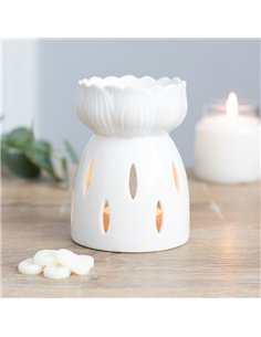 White Gloss Lotus Flower Oil Burner OB_03327 2