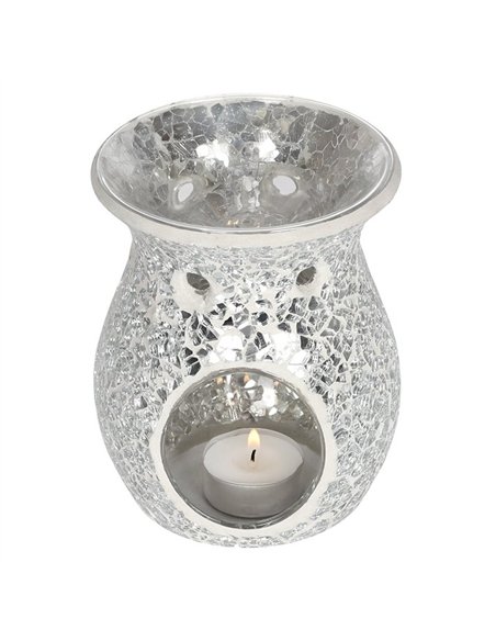 Large Silver Crackle Oil Burner and Wax Warmer OB_10738 - pic 139512 | FastDaddyshop
