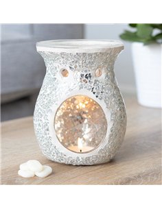 Large Silver Crackle Oil Burner and Wax Warmer OB_10738 2