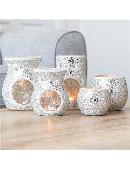 Large Silver Crackle Oil Burner and Wax Warmer OB_10738 - pic 139515 | FastDaddyshop