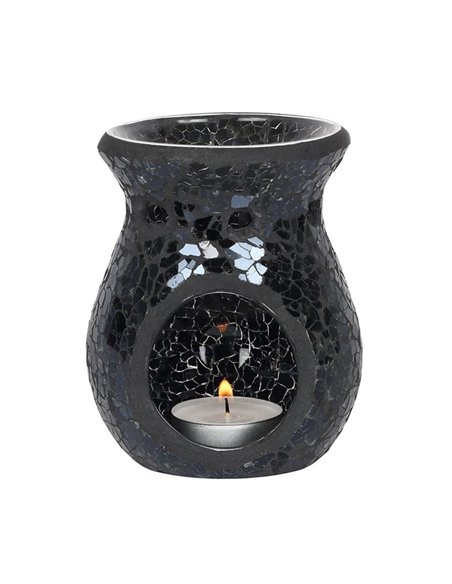 Small Black Crackle Glass Oil Burner and Wax Warmer OB_10938 - pic 139516 | FastDaddyshop