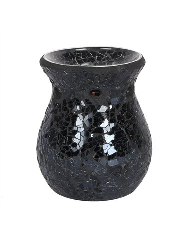 Small Black Crackle Glass Oil Burner and Wax Warmer OB_10938