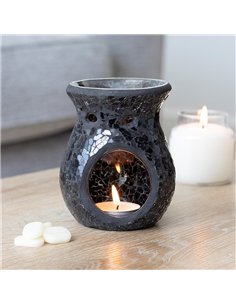 Small Black Crackle Glass Oil Burner and Wax Warmer OB_10938 2