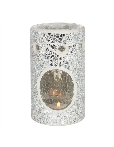 Silver Pillar Crackle Glass Oil Burner and Wax Warmer OB_11338 - pic 139521 | FastDaddyshop
