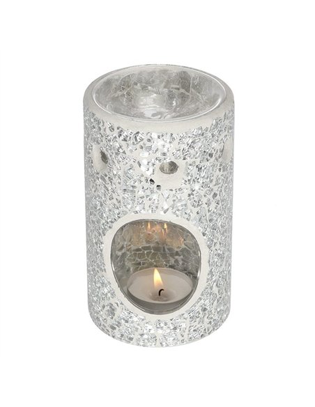 Silver Pillar Crackle Glass Oil Burner and Wax Warmer OB_11338 - pic 139522 | FastDaddyshop