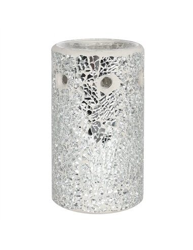 Silver Pillar Crackle Glass Oil Burner and Wax Warmer OB_11338