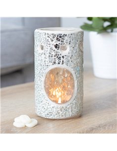 Silver Pillar Crackle Glass Oil Burner and Wax Warmer OB_11338 2