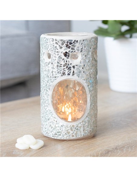 Silver Pillar Crackle Glass Oil Burner and Wax Warmer OB_11338 - pic 139524 | FastDaddyshop