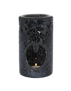 Black Crackle Glass Pillar Oil Burner and Wax Warmer OB_11438
