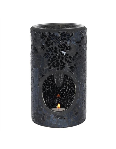 Black Crackle Glass Pillar Oil Burner and Wax Warmer OB_11438 - pic 139526 | FastDaddyshop