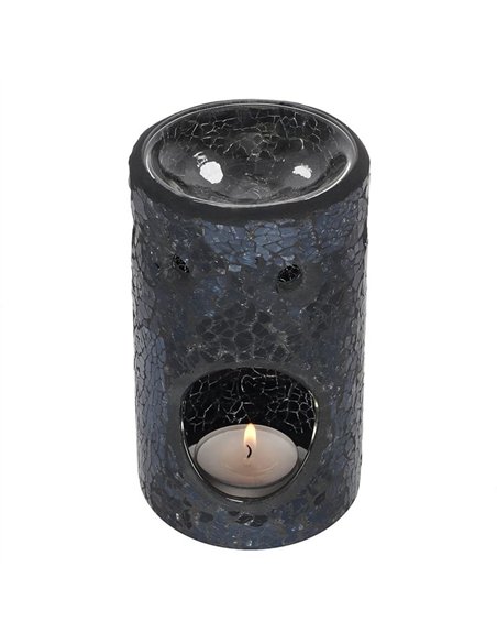 Black Crackle Glass Pillar Oil Burner and Wax Warmer OB_11438 - pic 139527 | FastDaddyshop