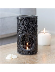 Black Crackle Glass Pillar Oil Burner and Wax Warmer OB_11438 2