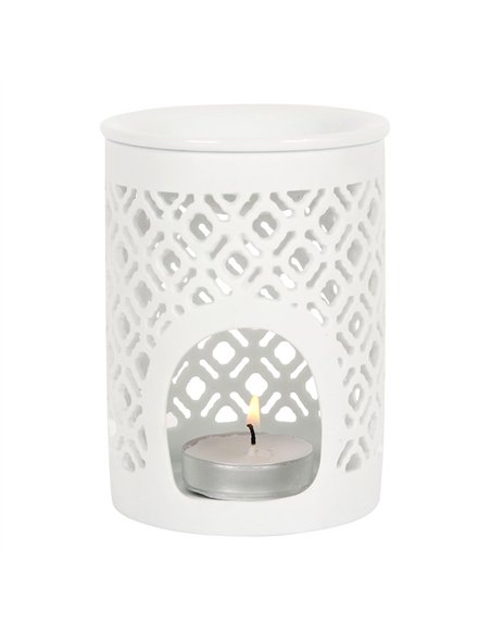 White Matte Lattice Cut Oil Burner  OB_20127 - pic 139544 | FastDaddyshop