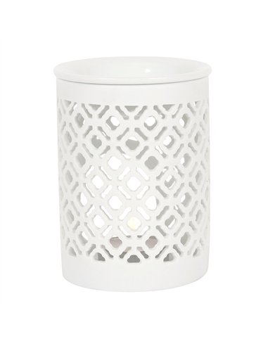 White Matte Lattice Cut Oil Burner  OB_20127