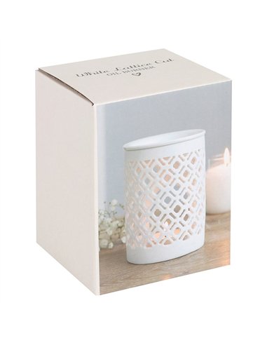 White Matte Lattice Cut Oil Burner  OB_20127