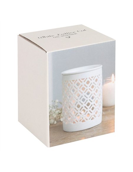 White Matte Lattice Cut Oil Burner  OB_20127 - pic 139546 | FastDaddyshop