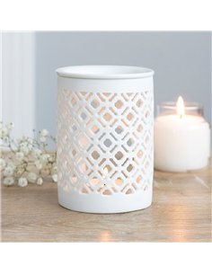 White Matte Lattice Cut Oil Burner  OB_20127 2