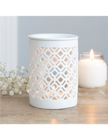 White Matte Lattice Cut Oil Burner  OB_20127 - pic 139547 | FastDaddyshop