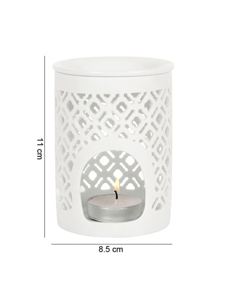 White Matte Lattice Cut Oil Burner  OB_20127 - pic 139548 | FastDaddyshop