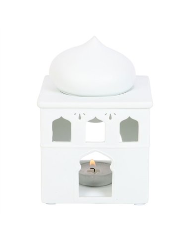 Off White Mosque Oil Burner and Incense Cone Holder OB_21424