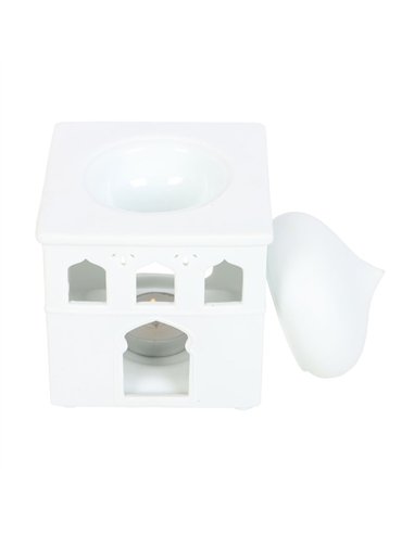 Off White Mosque Oil Burner and Incense Cone Holder OB_21424