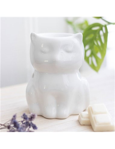 Shiny White Cat Oil Burner OB_21524