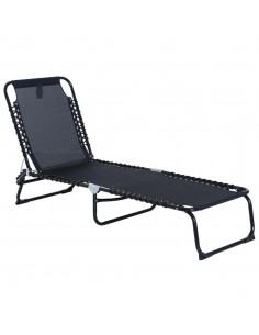 Outsunny Folding 4 Position Sun Lounger, Camping Hiking Recliner, Black