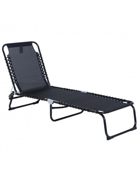 Outsunny Folding 4 Position Sun Lounger, Camping Hiking Recliner, Black - pic 13957 | FastDaddyshop