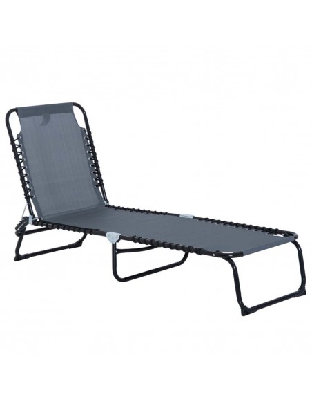 Outsunny Folding 4 Position Sun Lounger, Camping Hiking Recliner, Grey - pic 13958 | FastDaddyshop