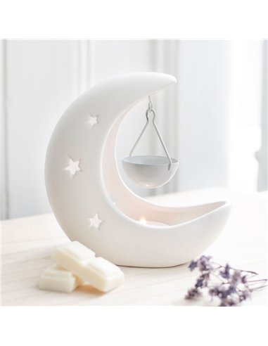 White Crescent Moon Hanging Oil Burner OB_21924